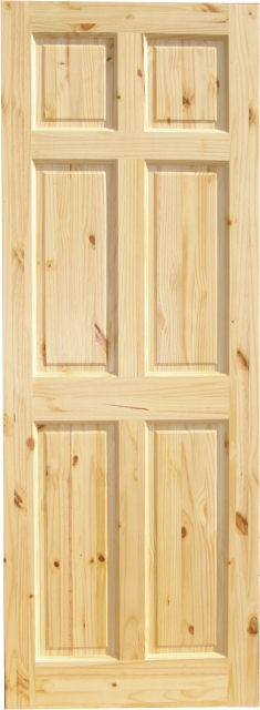 Knotty Pine 6-Panel Wood Interior Door